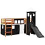 Vidaxl Kids' Loft Bed With Tower White&black 90x200 Cm Solid Wood Pine