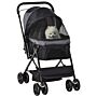 Pawhut Pet Stroller Pushchair Foldable Travel Dog Cat Carriage W/ Reversible Handle Brake Basket