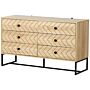 Homcom 6 Drawer Chest Sideboard Cabinet Storage Unit Zig Zag Design W/ Black Metal Handles Anti Tip 71x120cm