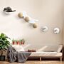 Pawhut 4 Pieces Wall Mounted Cat Shelves, Cat-shaped Platform With Three Scratching Balls, Cat Wall Furniture With Scratching Posts, White