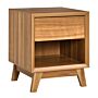 Homcom Modern Bedside Table Nightstand, Living Room End Table, Side Table With Drawer And Shelf, Walnut Brown