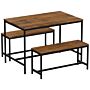 Roslyn 4 Seater Dining Table With Bench Set, Dark Wood