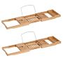 Homcom Extendable Bamboo Bathtub Shelf Rack Bath Caddy Tray Bathroom Storage, Set Of 2