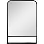 Homcom Modern Square Wall Mirror With Storage Shelf, 70 X 50 Cm Mirrors, Black