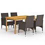 Vidaxl 5 Piece Garden Dining Set With Cushions Brown