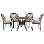 Garden Dining Set Brown Aluminium Outdoor Table 4 Chairs Polyester Seat Pads