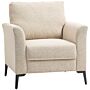 Homcom Modern Armchair, Linen Fabric Upholstered Accent Chair With Metal Legs, Wood Frame And Padded Cushion For Living Room Bedroom Office, Beige