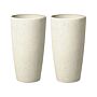 Set Of 2 Plant Pots Beige Stone Tall Flower Planters 31 X 31 X 58 Cm Modern Minimalistic Outdoor Indoor Decor Accessories Beliani