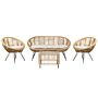 4 Seater Sofa Set With Coffee Table Natural Rattan Light Beige Cotton Cushion Medium Resistance