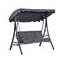 Patio Swing Grey Fabric Steel Frame 3 Seater