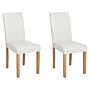 Set Of 2 Dining Chairs White Faux Leather Wooden Legs Modern Beliani