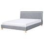 Bed Frame Grey Fabric Upholstery Wooden Legs Eu King Size 5ft3 Slatted With Headboard