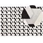 Area Rug Black And White Cowhide Leather 160 X 230 Cm Geometric Pattern Patchwork