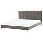 Bed Frame Grey Velvet Upholstery Eu Double Size 4ft6 With Sprung Slatted Base And Button-tufted Headboard