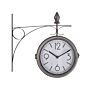 Wall Clock Silver And White Iron Vintage Design Two-sided