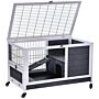 Pawhut Rabbits Indoor Fir Wood Lift-top Hutch Grey