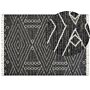 Rug Off-white Black Cotton Wool 160 X 230 Cm Geometric Pattern Runes Tribal Tassels Oriental