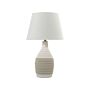 Table Lamp White Ceramic Base Linen Cone Shade Bedside Table Lamp