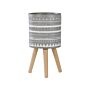 Flower Pot Light Grey 30 X 30 X 31 Cm White Hand Painted Pattern 3 Legs Beech Round Boho Indoors Outdoors