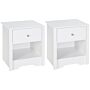 Homcom Modern Bedside Table, Nightstand With Drawer Shelf, End Table, Set Of 2, White