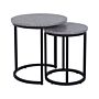 2 Piece Nest Of Tables Dark Concrete Effect Mdf Metal Base Industrial Style