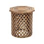 Side Table Dark Mango Wood Octagonal Top Round Base 45 X 45 Cm Traditional Design