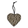 Hanging Silver Metal Heart Ornament, 10cm