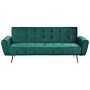 Sofa Bed Green Velvet 3 Seater Metal Legs Upholstered Back Tufted