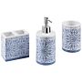 Bathroom Accessories Set Blue And White Dolomite Coastal Soap Dispenser Toothbrush Holder Container