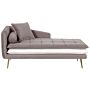 Chaise Lounge Brown And White Velvet Left Hand Tufted Buttoned Thickly Padded With Cushions Left Hand