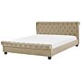 Waterbed Blue Velvet Upholstery Beige Wooden Legs Super King Size 6ft Buttoned Glam Beliani