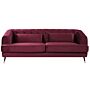 Sofa Burgundy Velvet 195 X 70 Cm Chesterfield Shape With Cushions