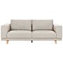 Sofa Light Beige Polyester Upholstered 3-seater Modern Minimalistic Style Living Room Wide Armrests Cushioned Backrest