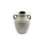 Ceramic Grey Ribbed Vase With Handles 20cm