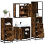 Vidaxl 4 Piece Bathroom Furniture Set Smoked Oak Engineered Wood