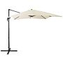 Garden Sun Parasol Light Beige Canopy Black Steel Pole 235 Cm Weather Resistant Cantilever With Crank Mechanism