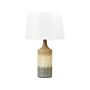 Table Lamp Beige And Grey Ceramic Painted Base Fabric Shade Night Lamp Desk Light