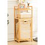 Bamboo Laundry Hamper Basket Bathroom Basket With Liner Bag