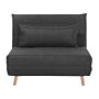 Small Sofa Bed Dark Grey Fabric 1 Seater Fold-out Sleeper Armless