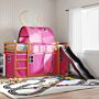 Vidaxl Bunk Bed Without Mattress With Slide And Curtains Pink 90x190 Cm Single