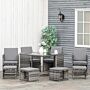 Outsunny 9pc Rattan Garden Furniture Outdoor Patio Dining Table Set Weave Wicker 8 Seater Stool Mixed Grey