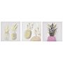 Set Of 3 Canvas Prints Gold And Pink 30 X 30 Cm Pineapple Wall Art Nylon