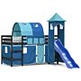 Vidaxl Kids' Loft Bed With Tower Blue 90x200 Cm Solid Wood Pine