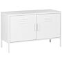 2 Door Sideboard White Steel Home Office Furniture Shelves Leg Caps Industrial Design Beliani