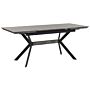 Dining Table Concrete Effect 140/180 X 80 Cm Black Metal Legs