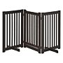 Pawhut Pet Gate Freestanding Dog Gate For Stairs Wood Doorway Safety Pet Barrier Fence Foldable W/ Latch Support Feet Deep Brown, 155 X 76 Cm