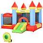 Outsunny Kids Bounce Castle House Inflatable Trampoline Slide Water Pool Basket 4 In 1 With Inflator For Kids Age 3-10 Castle Design 3 X 2.75 X 2.1m