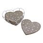 Set Of 4 Heart Shaped Coasters In Wire Holder