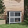 Pawhut Double Decker Rabbit Hutch 2 Tier Guinea Pig House Pet Cage Outdoor With Sliding-out Tray, 100x47x91cm, Grey