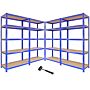 Monster Racking T-rax Metal Storage Shelves, Blue, 90cm W, 45cm D, Set Of 4